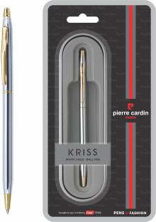 PIERRE CARDIN Kriss White Gold Finish Exclusive Metal Body With Crystal Studded Blister Pack Ball Pen