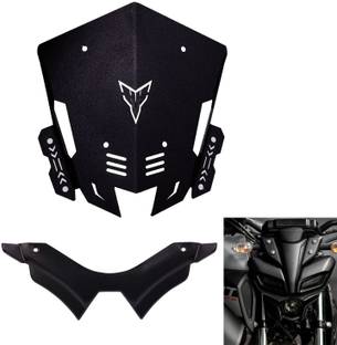 Vagary Combo of Black Metal Visor With Winglet for Yamaha MT 15 Bike Windshield