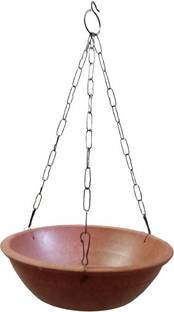 MG Art Hanging BirdBath Natural Clay Watering Supplies for Balcony or Garden(Round) Regular Bird Bath