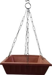 MG Art Hanging BirdBath Natural Clay Watering Supplies for Balcony or Garden(Square) Regular Bird Bath