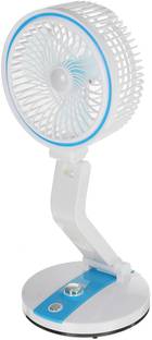CITRODA USB Table Fan Folding Rechargeable Personal Foldable Portable Desk Fan LED Light 2 Blade Table Fan