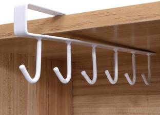 UROPHA Shelf hanger with Hook for cups, mugs, purses, scissor, spatula (Pack of 1) Hook Rail 6