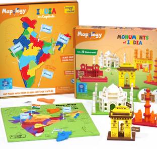 Imagimake Mapology Ultimate Indian Combo:India with Capitals Puzzle & Monument of India