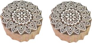Global Art Traders Beautiful Round Shape Mehndi Design Block – Handmade Fabric Print Stamp Printing Blocks