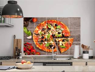 WallHunt 68 cm Pizza Kitchen Tile Stickers Self Adhesive Sticker
