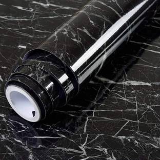 Amar Enterprise Black Marble High Gloss Vinyl Self Adhesive Wallpaper 200 x 60 cm