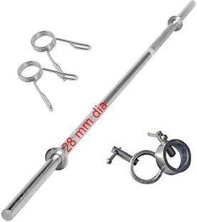 YMD 6 feet Solid 28mm Thickness Barbell Standard Straight Weight Bar with 4 Locks Multi-training Bar