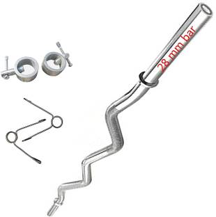 YMD 4 feet Zigzag Solid 28 mm Thickness Barbell Standard zigzag weight bar, 4 Locks Weight Lifting Bar