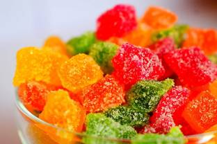 V MART Jelly Cubes | Soft Candy | Colourfull Candy 1 KG RED COLOUR, SMALL CUBE, COLOURFULL Jelly Candy