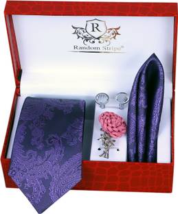 RANDOM STRIPE Silk Cufflink & Tie Pin Set