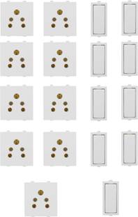 JELECTRICALS Modular 6 AMP Switch and Socket 9 Combo 6 A One Way Electrical Switch