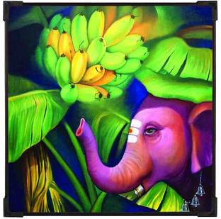 FURNATO Home Decor | UV Coated MDF Beautiful Elephant Picture Painting Digital Reprint 9 inch x 9 inch Painting