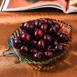 Prachi Crystal Glass Leaf Shaped Plate Tray for Dry Fruits/Chocolates/Sweets/Vegetables Tray