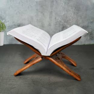 ADA Handicraft Premium Pakka Sheesham Wooden Polished Folding Holy Book Stand | Wooden Brown Rehal