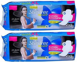 STAYFREE Secure Cottony Extra Large XL ( 12+12 pads ) Sanitary Pad