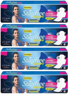 STAYFREE Secure Cottony Extra Large XL ( 6+6+6+6 pads ) Sanitary Pad
