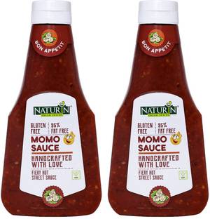 Naturin Momo Sauce | 100% Vegetarian | Hot & Spicy Momos Sauce (375x375 gm), Pack of 2 Sauce