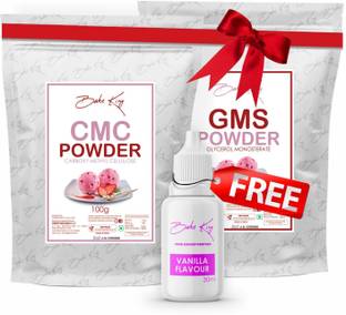 Bake King Combo CMC Powder (Carboxymethyl Cellulose) and GMS Powder (Glycerol Monostearate) Each for 100G CMC and GMS Making for Soft, Smooth and Creamy, Instant Cake Premixes and Ice Creams Carboxymethyl Cellulose (CMC) Powder