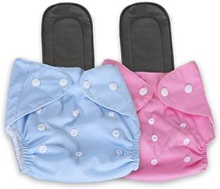 Stakipo Small Cloth Button Diaper Combo - 2 diaper with black insert (pink skyblue)