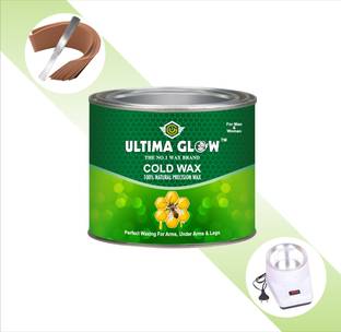Ultima glow cold wax hair removal wax kit ( 600.3 gram ) (with wax heater , waxing strips and sticks best body hair removal wax kit) Wax