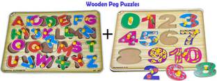 SHALAFI Kids Alphabet Learning Toy Board jigsaw puzzle Counting Blocks Construction Game