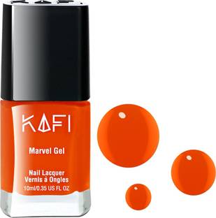 KAFI Gel Effect Nail Polish - Long lasting, Non Toxic, High Shine, Vegan, 10-Free Formula, SalonPro - (Bright Orange). Agent Orange
