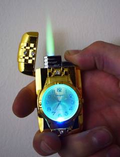 Explorer Golden Watch Pocket Size Jet Flame Lighter A025 Heavy Metal Body PIA INTERNATIONAL FIRST QUALITY pocket watch Pocket Lighter