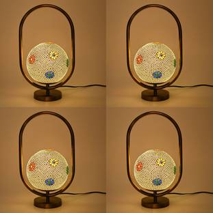 1st Time Decorative Oval Metal Mosaic Table Lamp With Decorative Colorful Glass Shade Table Lamp