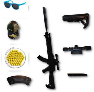 ZillionBillion 007 toy gun ak 47 with laser light cap googles and bb bullets Diwali Gun