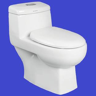 Vardhman Ceramics One Piece Water Closet Floor Mounted S Trap Distance 225mm / 9 Inch EWC Toilet Western Commode