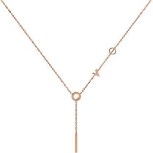 YELLOW CHIMES Stainless Steel Design Rose Gold Small Beads Chain Design Pendant Necklace Stainless Steel Chain