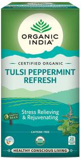 ORGANIC INDIA Tulsi Peppermint Refresh 25 IB Herbal Tea Bags Box