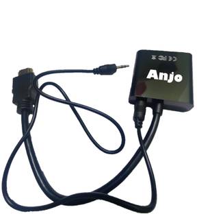 ANJO  TV-out Cable HDTV/HDMI to VGA (15 Pin) Converter Adapter with Aux/Audio Cable, Support 1080P/3D/4K, Male to Female, Full Copper for TV, PC, Laptop, Computer, Mac, Gaming, Projector Display etc. (Black Colour)