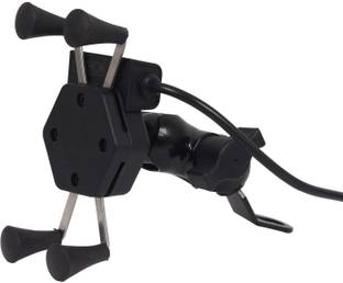 ALLEXTREME Non-Vibration Series Universal Spider Mobile Phone Holder Cradle Stand with 360 Degree Rotation and 2A USB Charging Port for Motorcycle Rear View Mirror Bike Mobile Holder