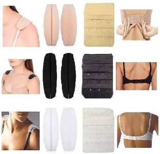 Milestouch Pack Of 6+3 Bra Strap & Bra Extender WHITE - BLACK - BEIGE Colors 6+3 =9 Silicone Bra Strap Cushion