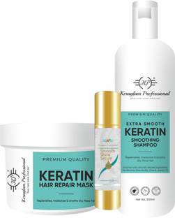 Keraglam Professional Keratin Smoothing Shampoo, Hair Mask and Hair Serum (Combo Kit)