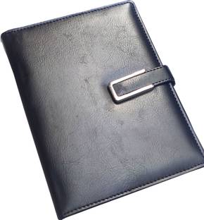 Excel Leather Hard Bound Black Notebook Journal Diary For Office Use With Loop A5 Notebook RULED 200 Pages