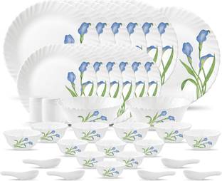 LAOPALA Pack of 35 Opalware Present NOVO 35pcs TT Designe (6-Pcs Full Plate, 6-Pcs Quarter Plate, 1-Pc Rice Plate, 2-Pcs Serving Bowl, 6-Pcs Soup Bowl, 6- Pcs Veg Bowl, 6-Pcs Spoon, 2-Pcs Salt & Pepper) Dinner Set