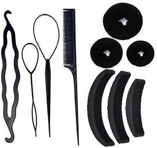 Myra Collection Hair Styling Tools, Bun Maker Hair Accessories (Combo of 10 Pcs) hair combo