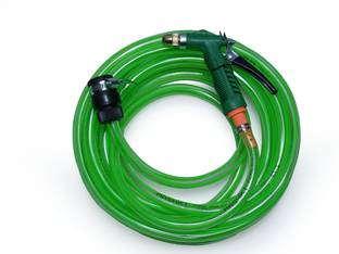 MASHKI 30 Meter (100 Feet) 1/2 Inch (12.5mm) Premium Quality Flexible Hose Pipe With Spray Gun, Tap Connector , Clamps For Gardening , Car Washing , Bike Wash Hose Pipe