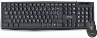 Intex KB+MS Combo (Genie) Wired USB Standard Multi-device Keyboard Compatible with Desktop, Laptop, Mac Genie