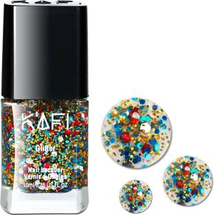 KAFI Glitter Nail Polish- Long lasting, Non Toxic, High Shine, Vegan, 10-Free Formula, SalonPro - (Multicolor) The Big Win!