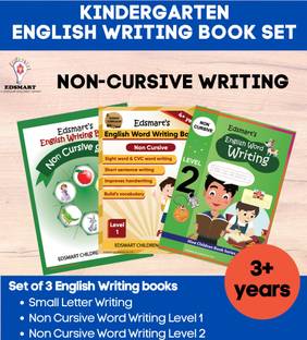 Complete KG English Letter And Word Writing Book Set | Non Cursive Writing 3 Book Combo | Handwriting Practice Book | 4 Line Kids Writing Book For Capital And Small Letter, Two Letters Word Writing, Three Letters Word Writing, Sight Words, CVC Words, Short Sentence Writing