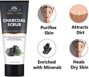 INTIMIFY Charcoal Scrub For Anti Acne, Blackhead Remover for Oily Skin Scrub