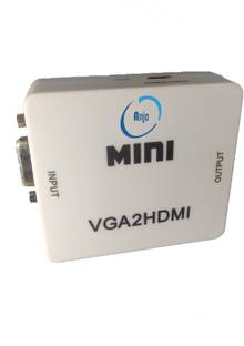 ANJO VGA to HDMI 1080P Full HD Audio Video Converter Adapter Box with USB Power Cable and 3.5mm Audio/Aux Cable Support Port for TV, PC, Laptop, Computer, Mac, Gaming, Projector Display ETC. Media Streaming Device