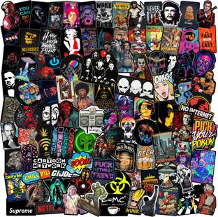Junkyard 5.08 cm pack of 100 Vinyl stickers for laptop cell phones guitar and other gadgets Self Adhesive Sticker