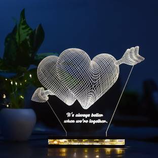 StarLaser 3D Double Heart Acrylic LED Lamp Gift for Anniversary Birthday Table Lamp
