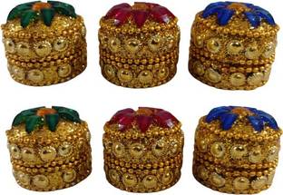 S Mark Kumkum Box For Pooja Accessories | Pack Of 6 | (Multicolor) 1 Vanity Box
