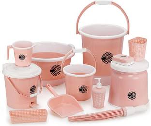 3D METRO SUPER STORE Plastic Jumbo Bucket, Tub & Mug Bathroom Set 11 pcs, Heavy Duty, Large Capacity 43 L Plastic Bucket