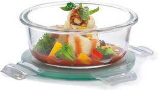 Mystic Nature BOROSILICATE GLASS CONTAINER ROUND WITH CLIP LOCKS LUNCH BOX 400ML 1 Containers Lunch Box